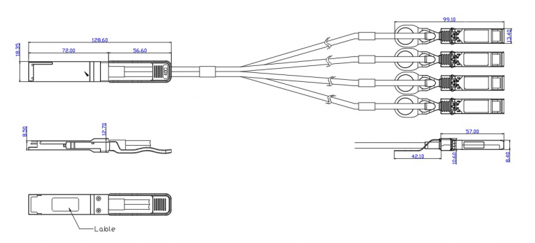 ������ DAC Breakout QSFP � 4*SFP+ 3� - TS-Q40-4S10-BDAC-CU3M TELSAR